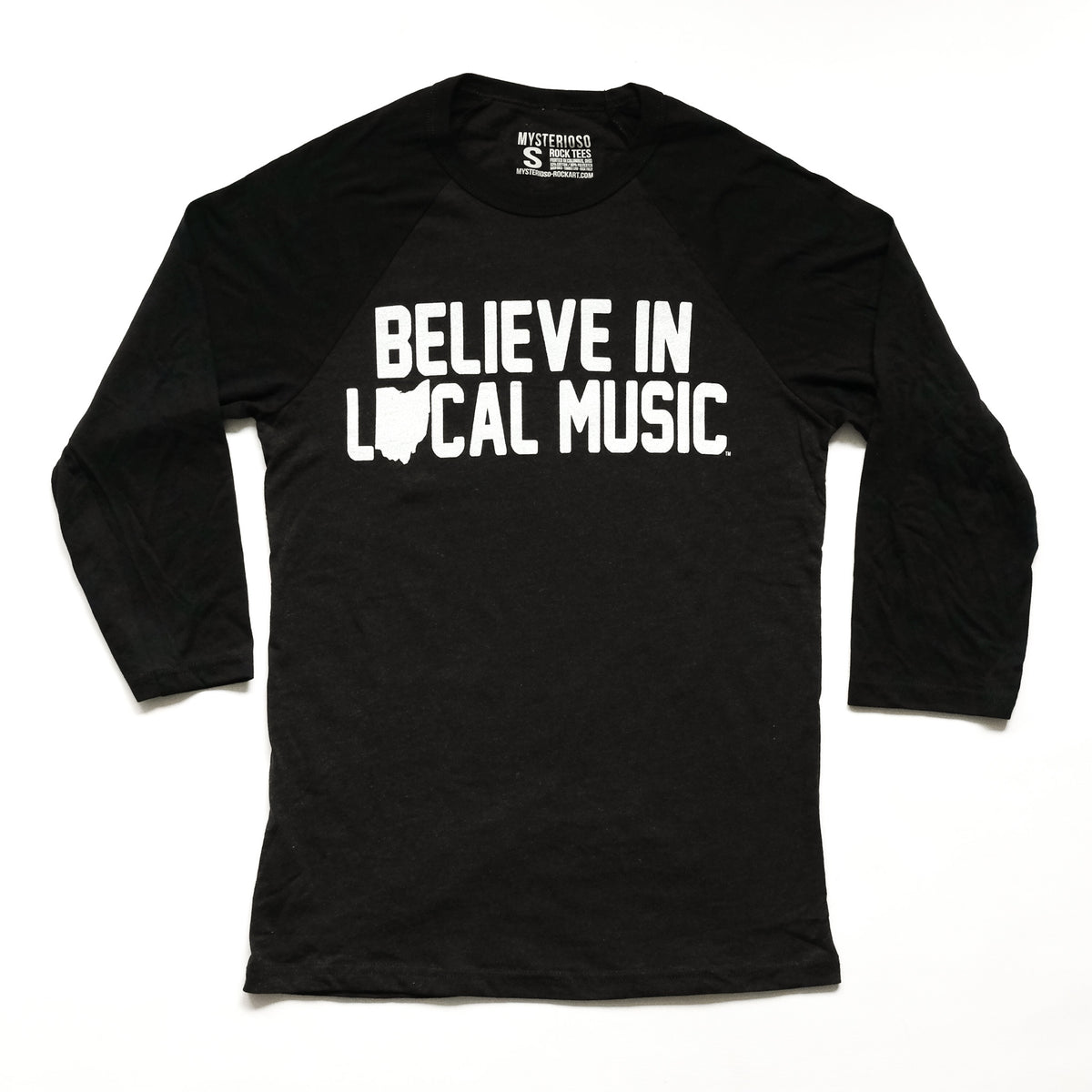 Believe In Local Music Raglan T-Shirt - Mysterioso Rock Art
