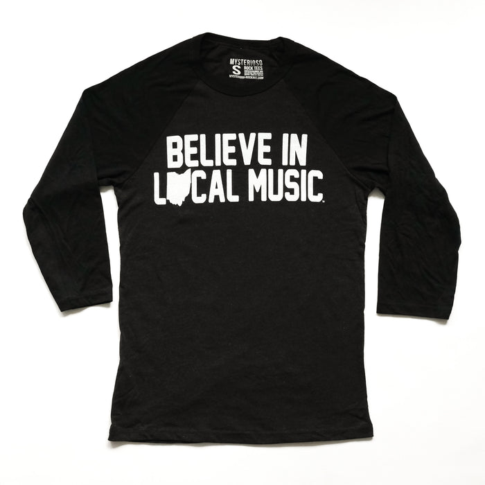 Believe In Local Music Raglan T-Shirt - Mysterioso Rock Art