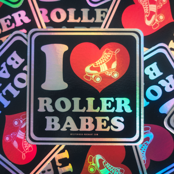I Heart Roller Babes Holo Sticker - Mysterioso Rock Art