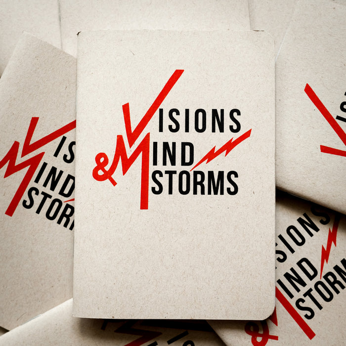 Visions & Mindstorms titled Pocket Journal from Mysterioso Rock Art, Red for Lined Journal
