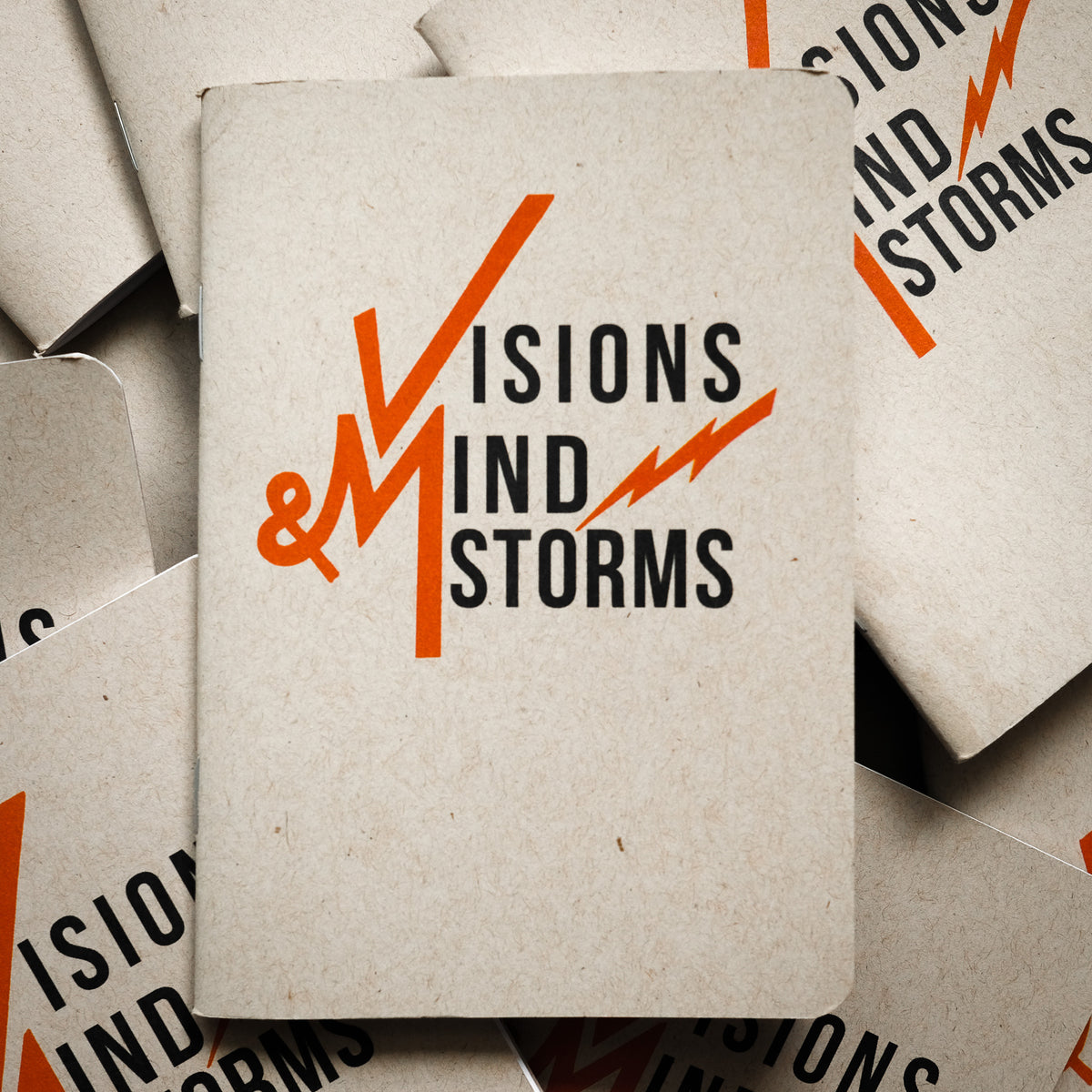 Visions & Mindstorms titled Pocket Journal from Mysterioso Rock Art, Orange = Blank Journal